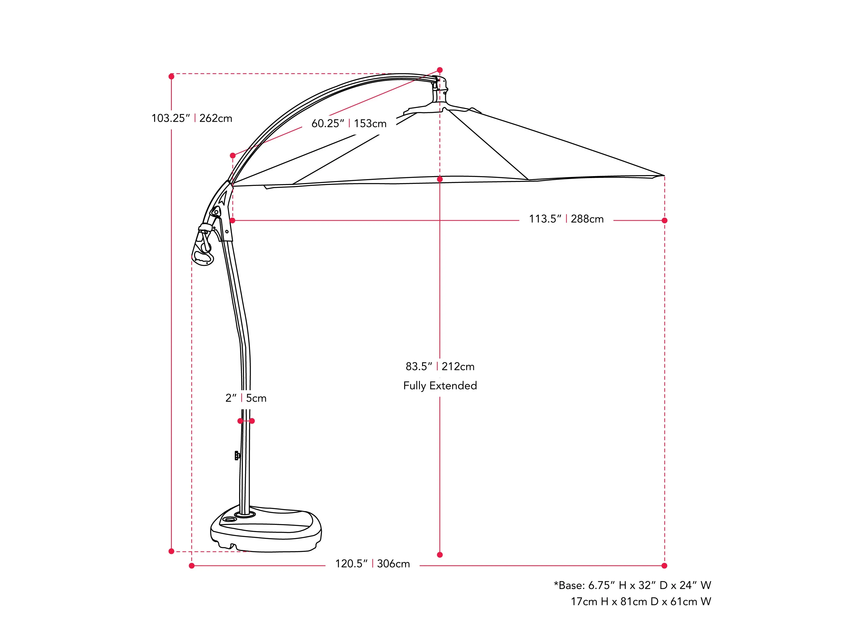 10ft Light Blue Cantilever Umbrella with Base