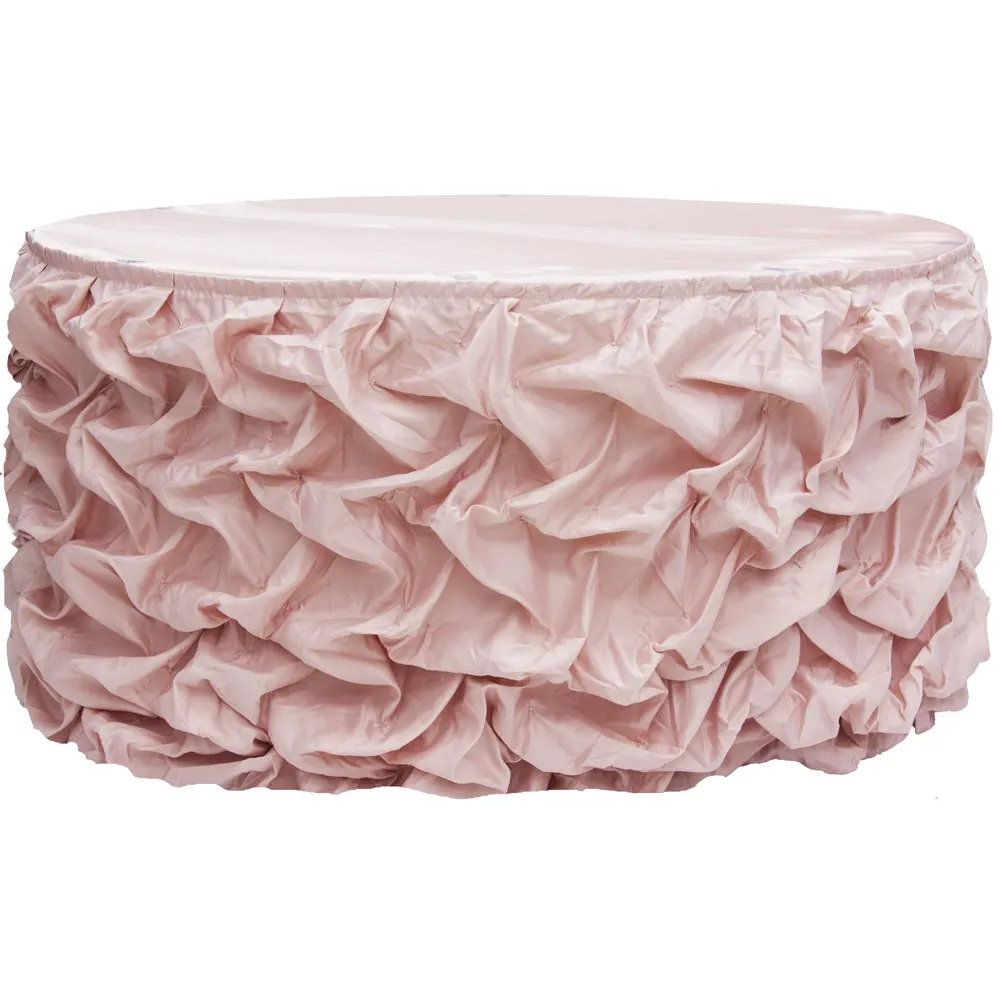 14ft Gathered Lamour Satin Table Skirt - Blush/Rose Gold