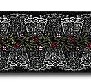 2 1/2" Smoke Black with Pleated Lace Brocade Ribbon (Made in France)