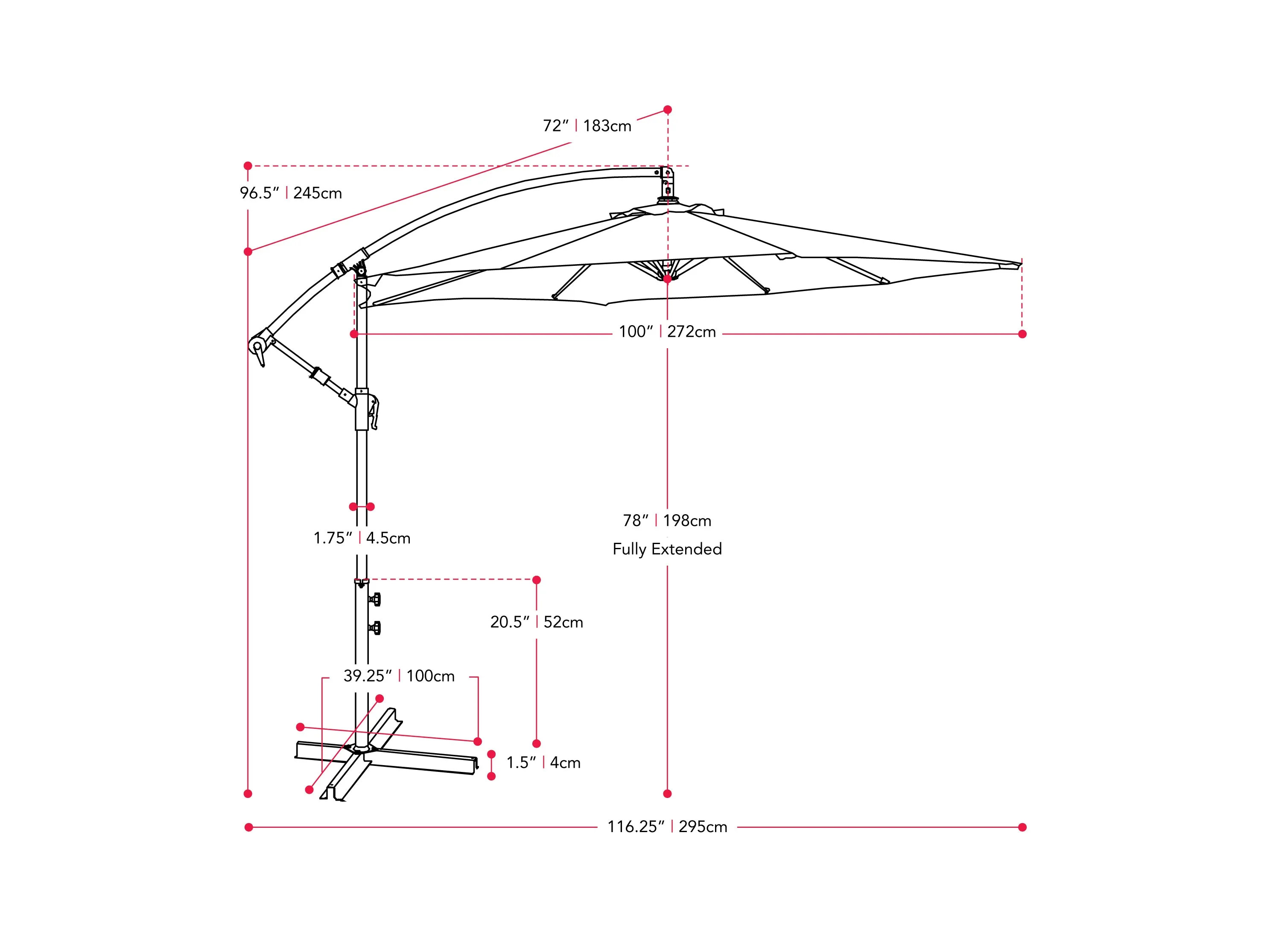 9ft Navy Blue Cantilever Umbrella