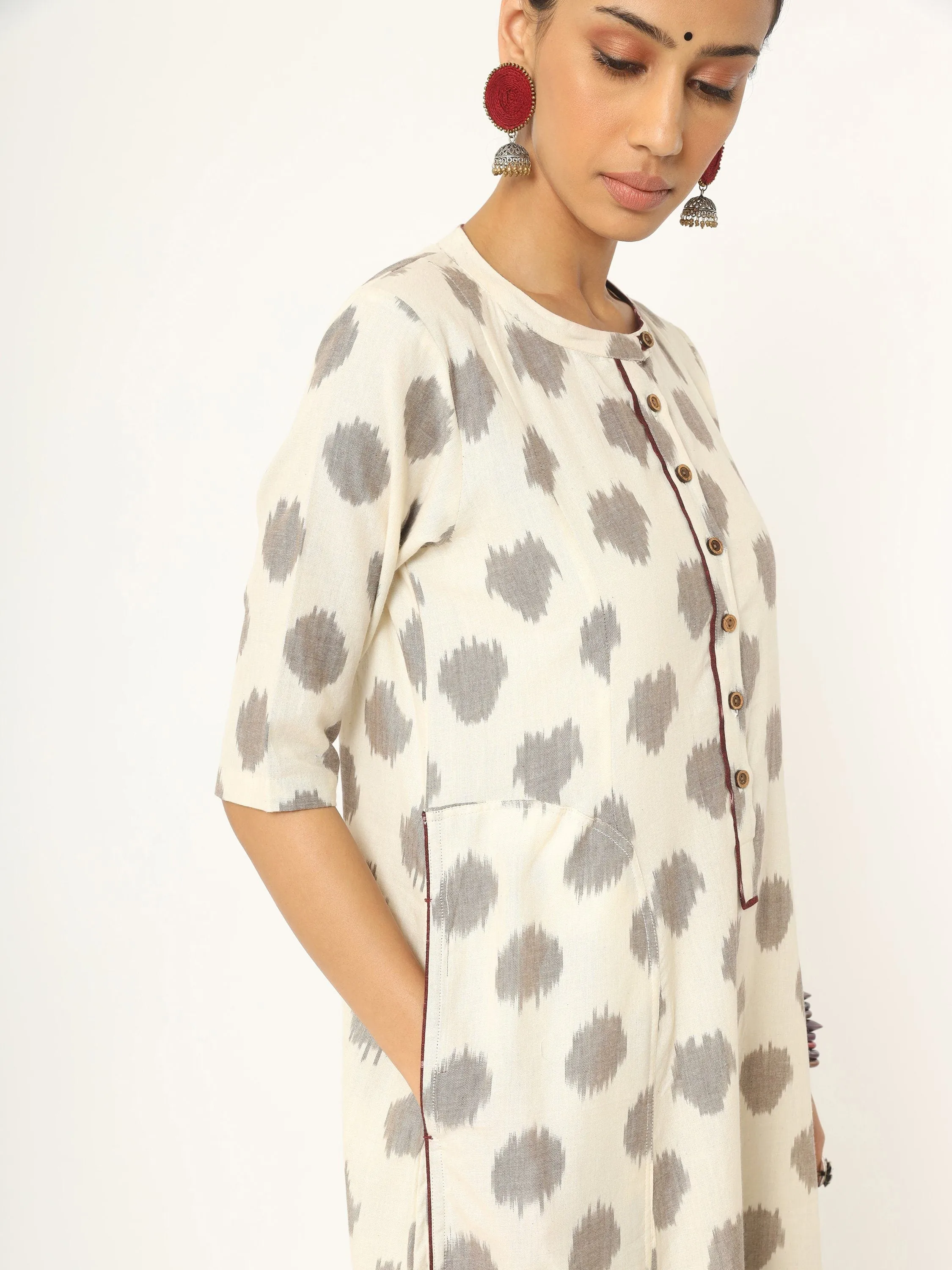 A line white Ikat dress