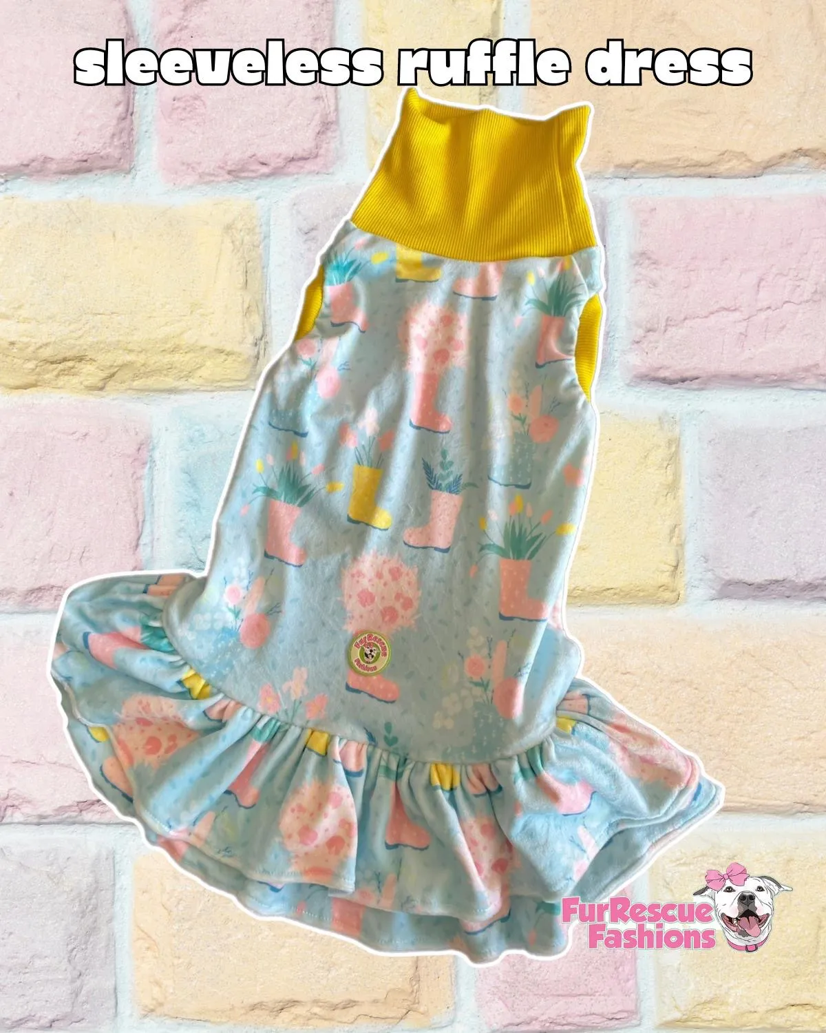 April Showers - May Flowers - PAWjama with Yellow Neck & Trim/Sleeves