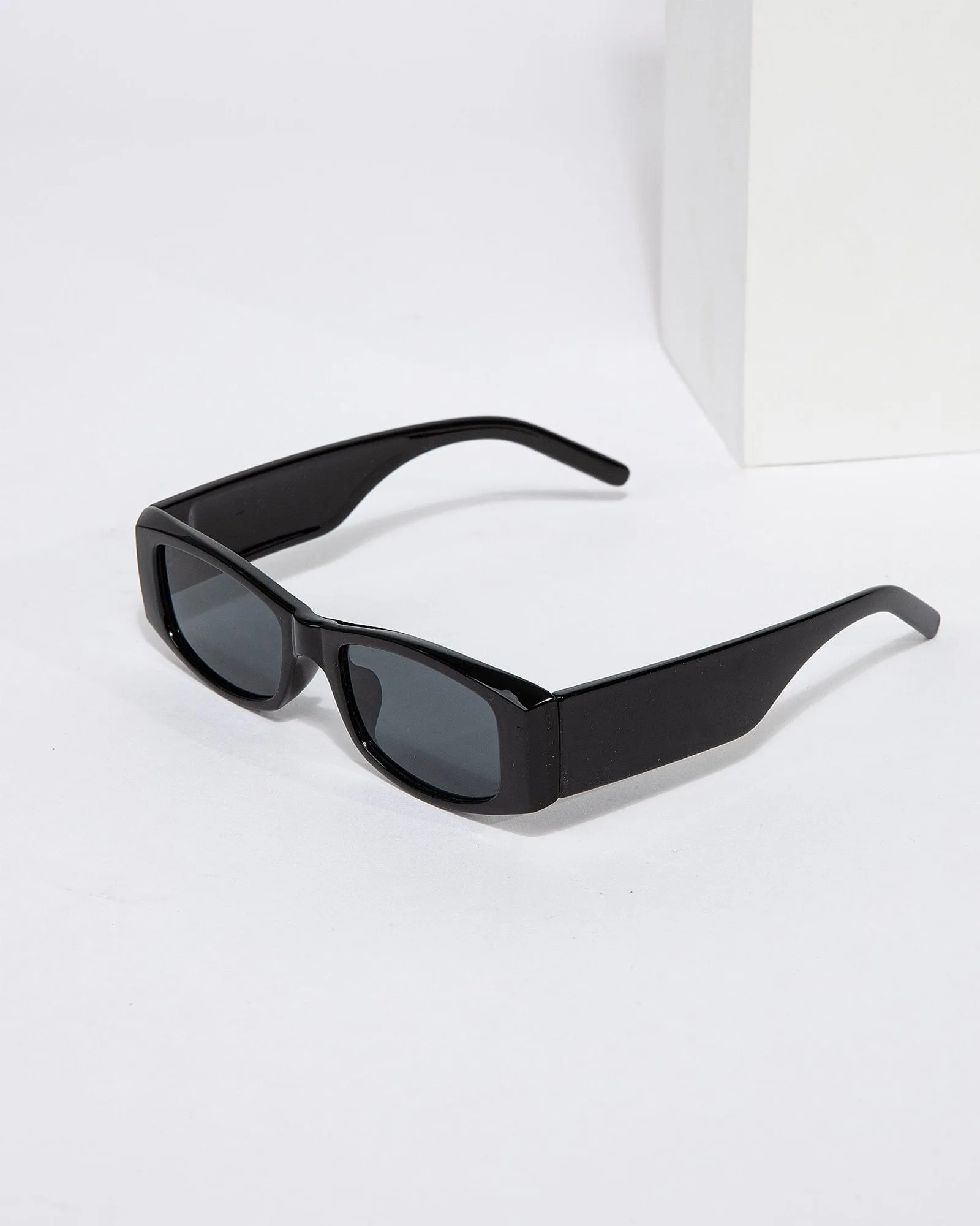 Black Rectangle Thick Framed Sunglasses