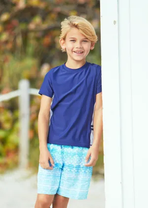 Boys Navy Short Sleeve Rashguard