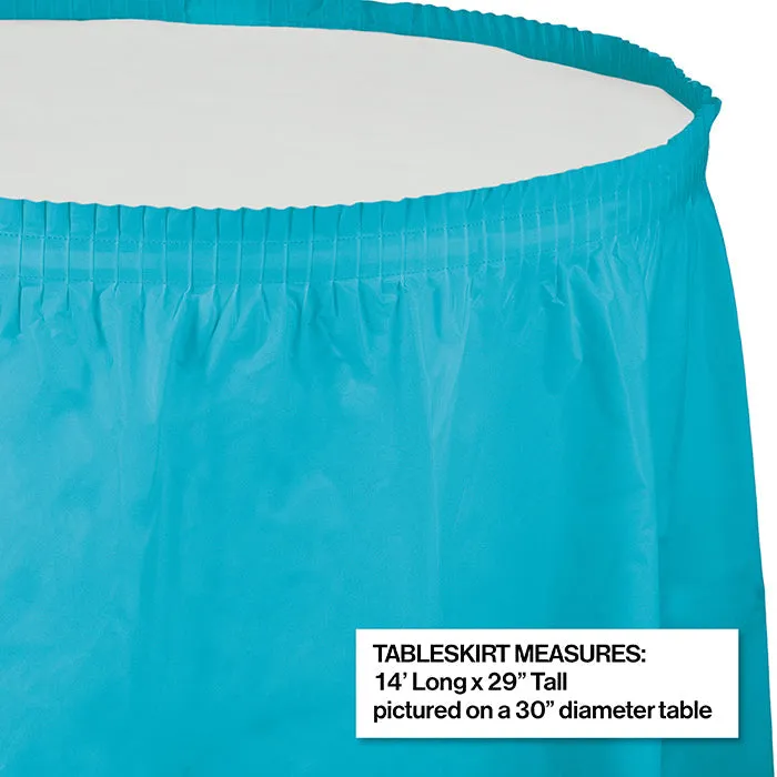 Bulk Bermuda Blue Plastic Tableskirt 29 inch x 14 ft (6 per Case)