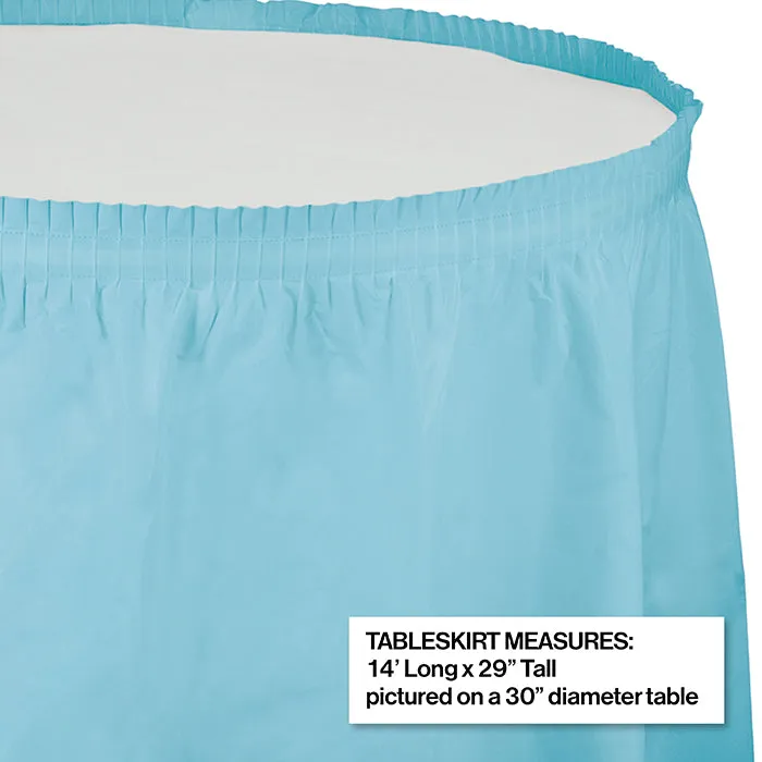 Bulk Pastel Blue Plastic Tableskirt 29 inch x 14 ft (6 per Case)