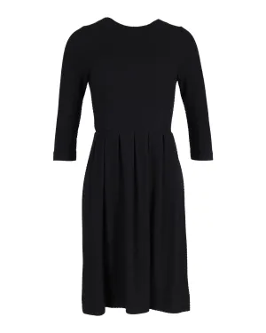 Charming Black Cotton Pleated Skirt Dress by Ganni