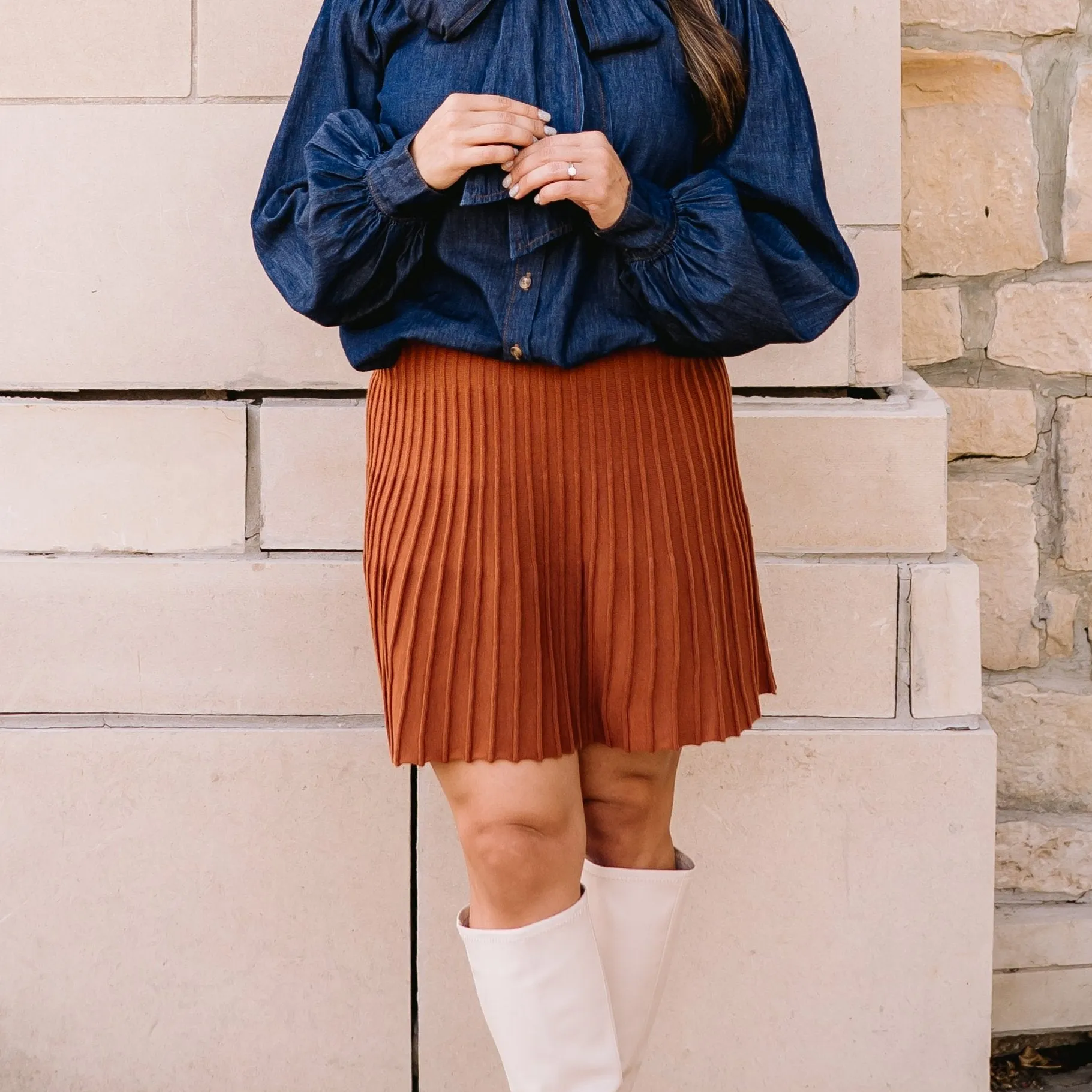 Charming Knits Pleated Flare Mini Skirt