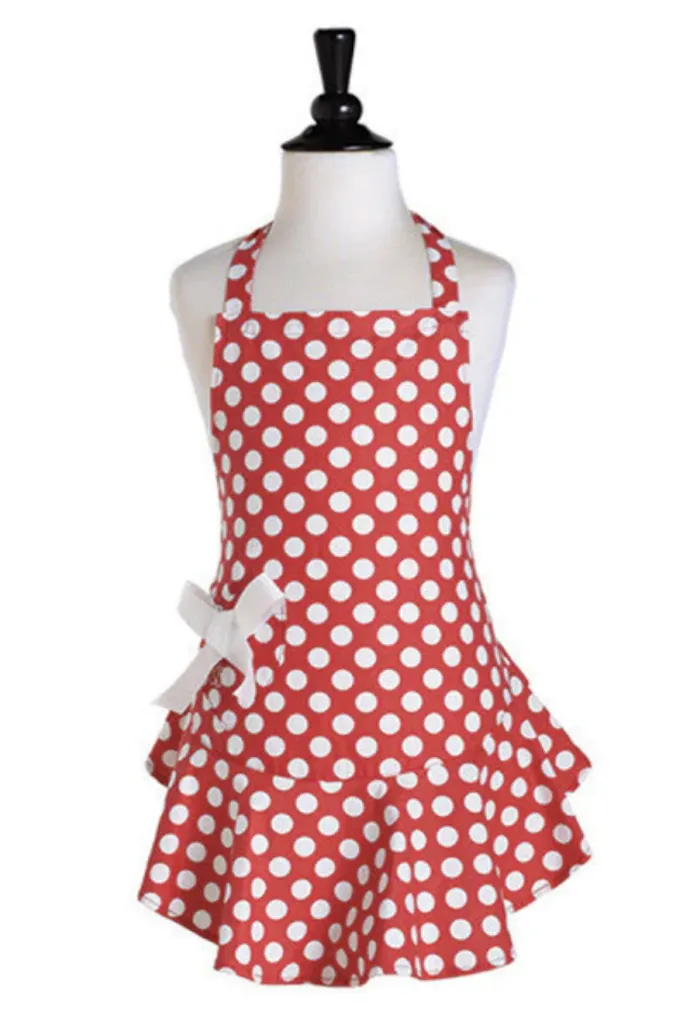 Child's Red & White Polka Dot Josephine Bib Apron