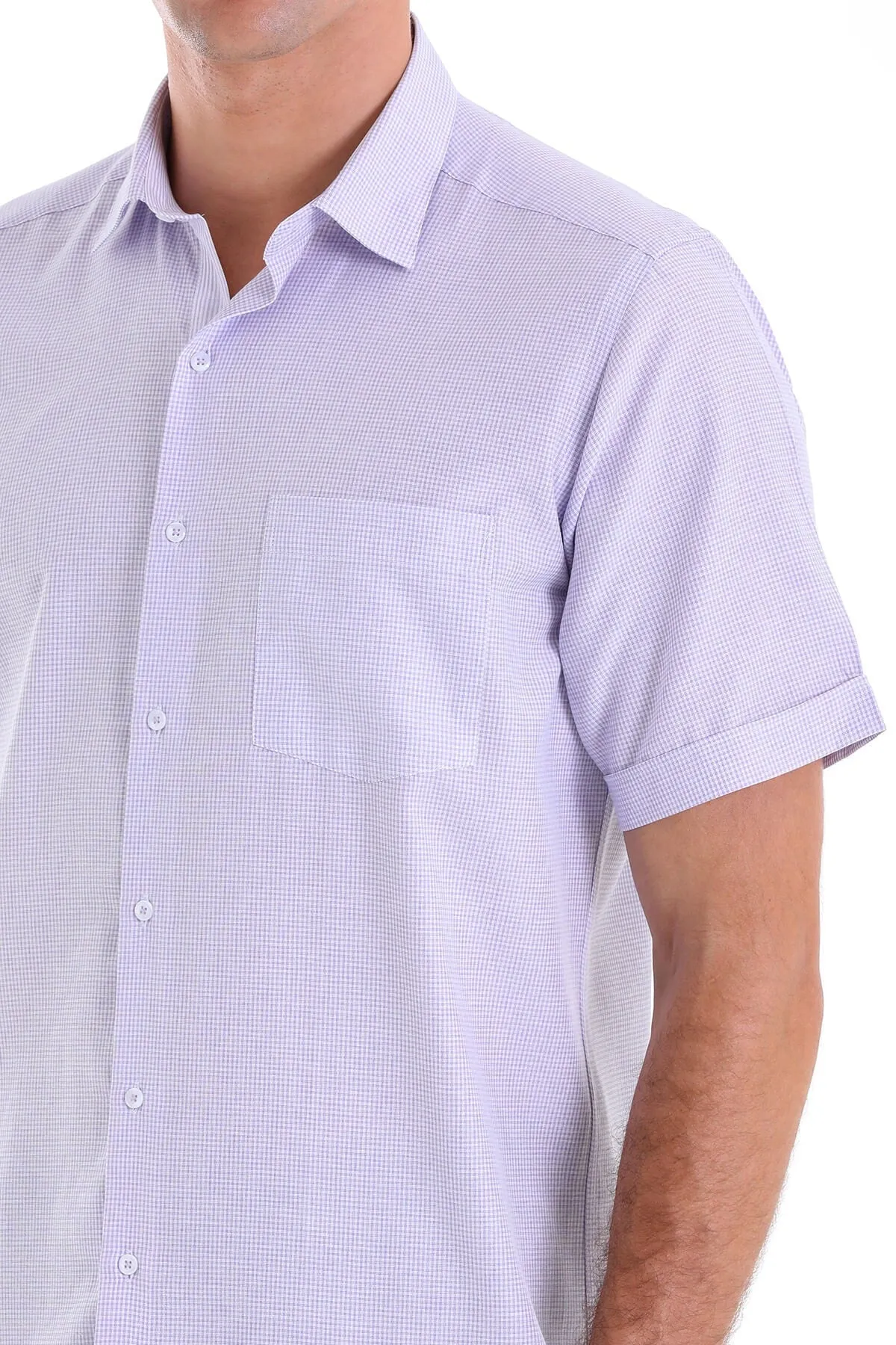 Comfort Fit Pin Check Cotton Blend Lilac Dress Shirt