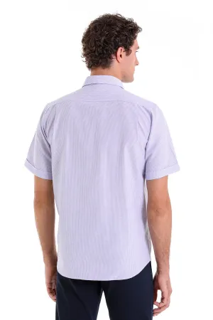 Comfort Fit Pin Check Cotton Blend Lilac Dress Shirt