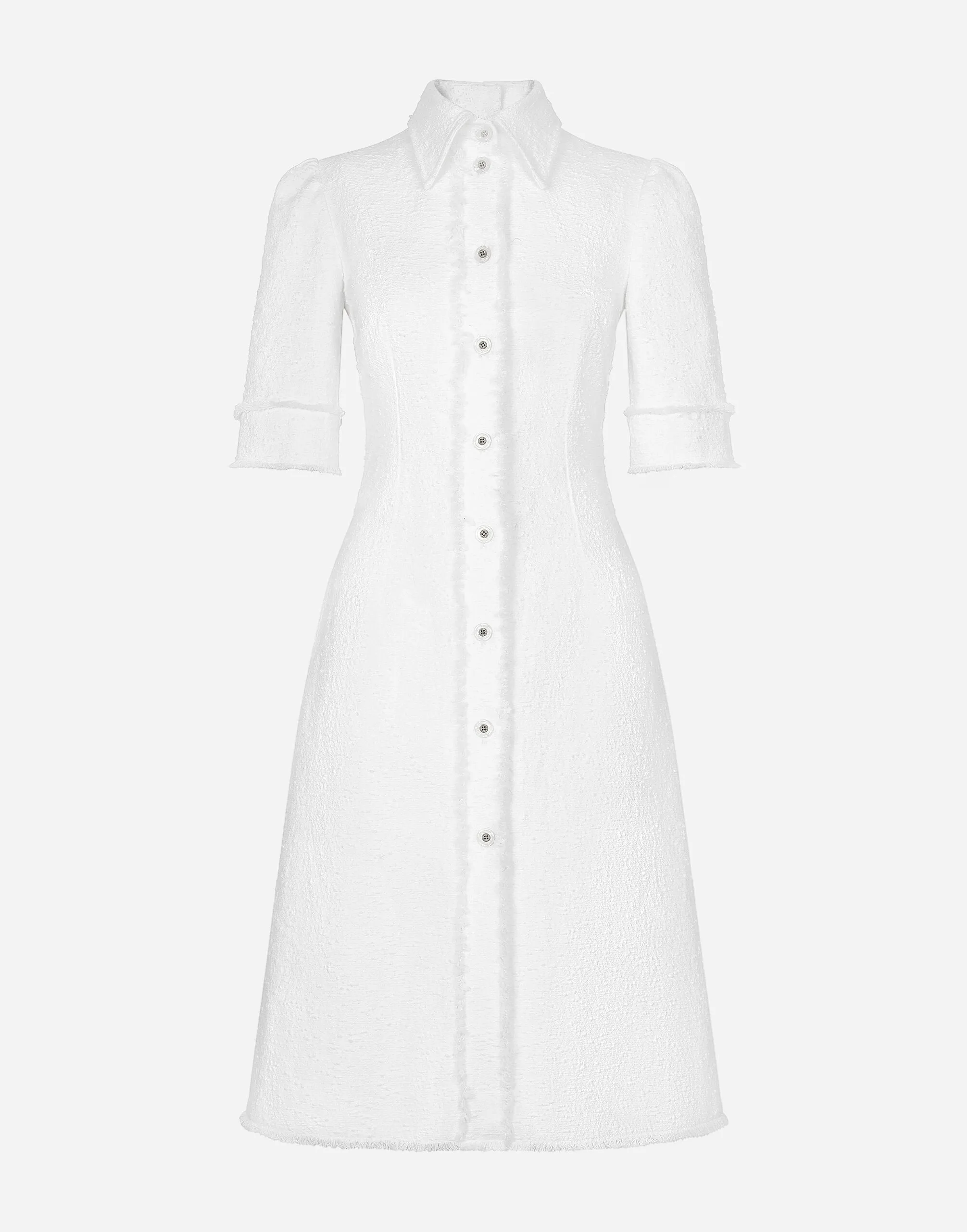 Cotton Raschel Tweed Calf-length Dress