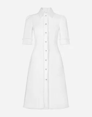 Cotton Raschel Tweed Calf-length Dress