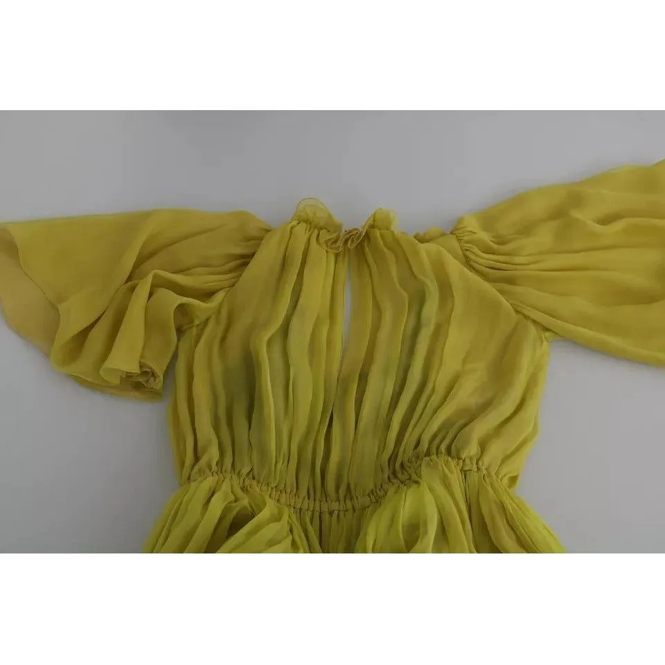 Dolce & Gabbana Yellow Shift A-line Silk Gown Dress