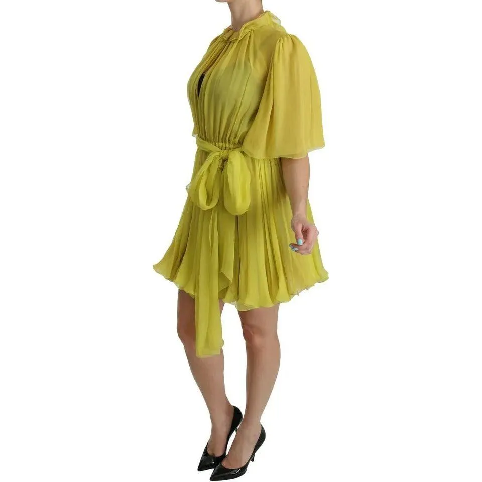 Dolce & Gabbana Yellow Shift A-line Silk Gown Dress