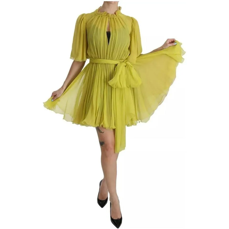 Dolce & Gabbana Yellow Shift A-line Silk Gown Dress