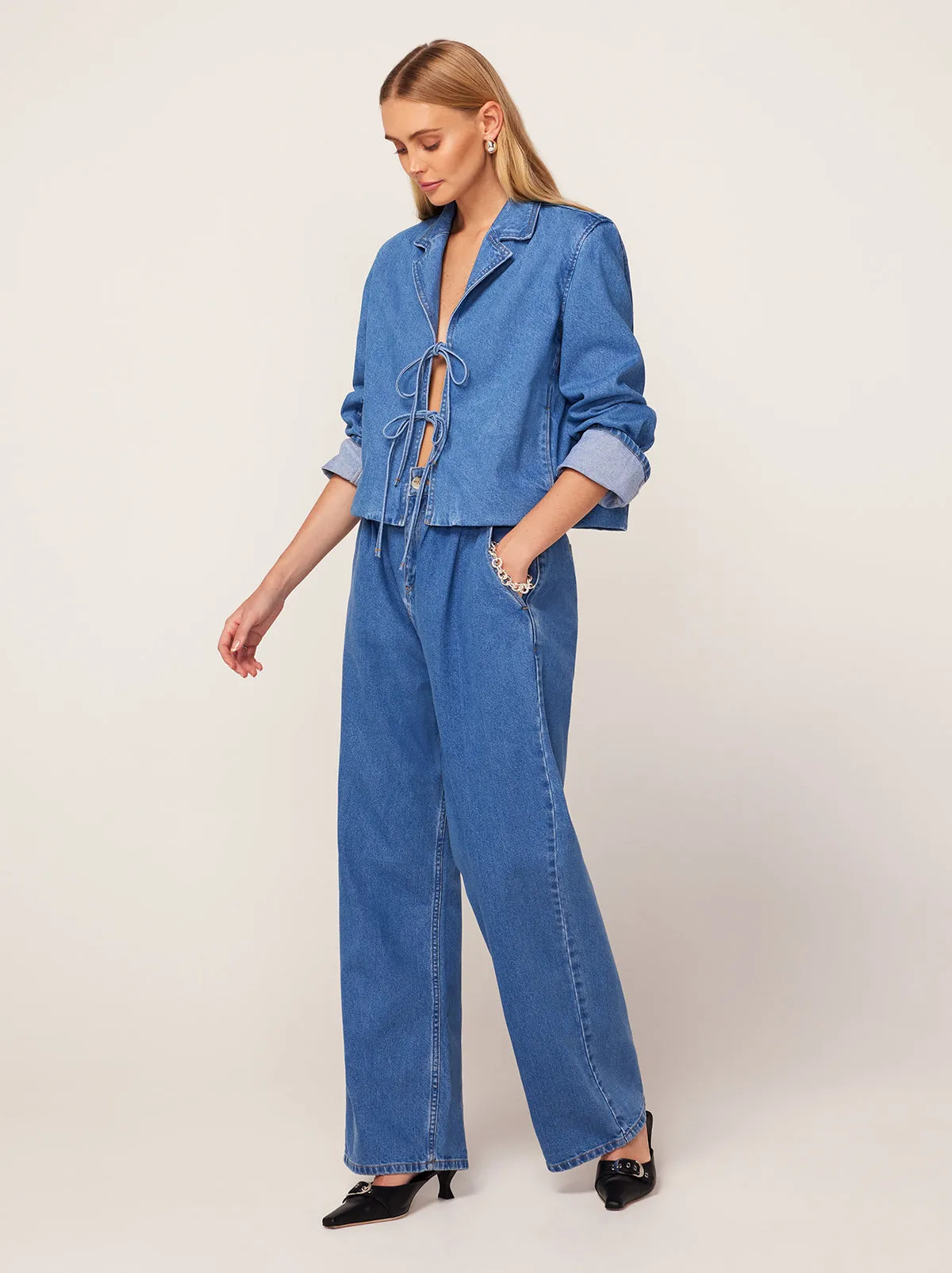 Edith Denim Pleated Front Trousers