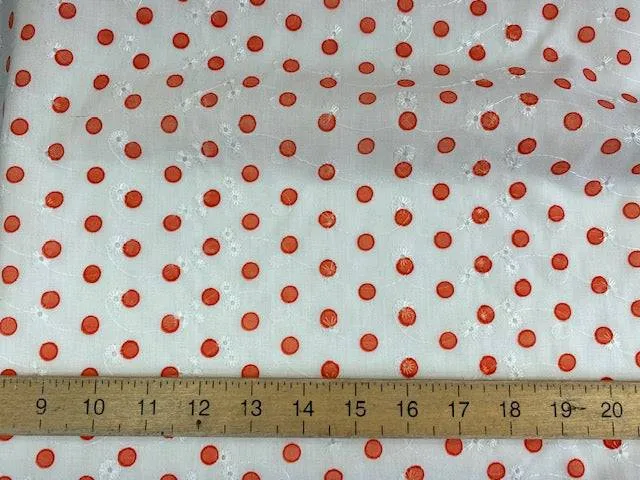 Embroidery Anglais - Coral 9mm Polka