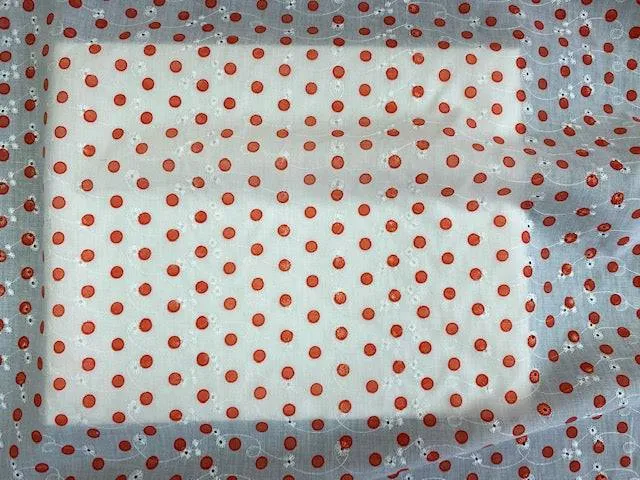 Embroidery Anglais - Coral 9mm Polka