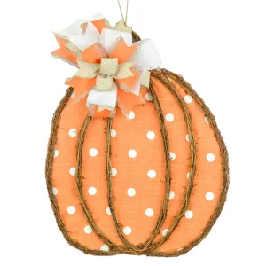 Fall Decoration Gifts - Polka Dot Pumpkin Door Hanger - Fall Thanksgiving Grapevine Wreath - Halloween Door Hanger Oversized Bow Jute Burlap Door Decor