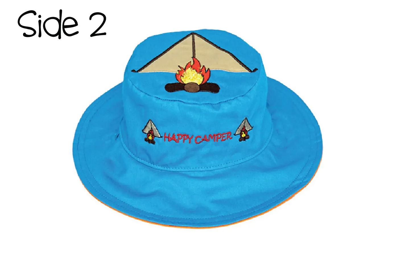 FlapJackKids - Reversible Kids' Sun Hat - Beaver / Tent