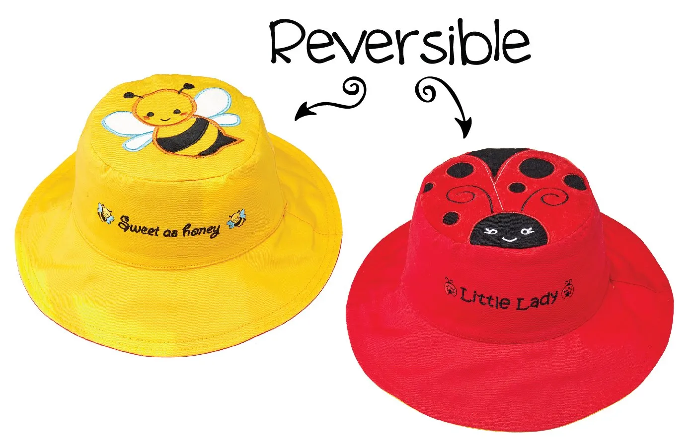 FlapJackKids - Reversible Kids' Sun Hat - Bee / Ladybug