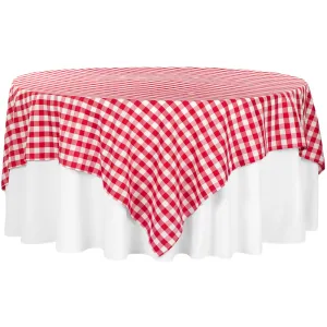 Gingham Checkered Square 90"x90" Polyester Overlay/Tablecloth - Red & White