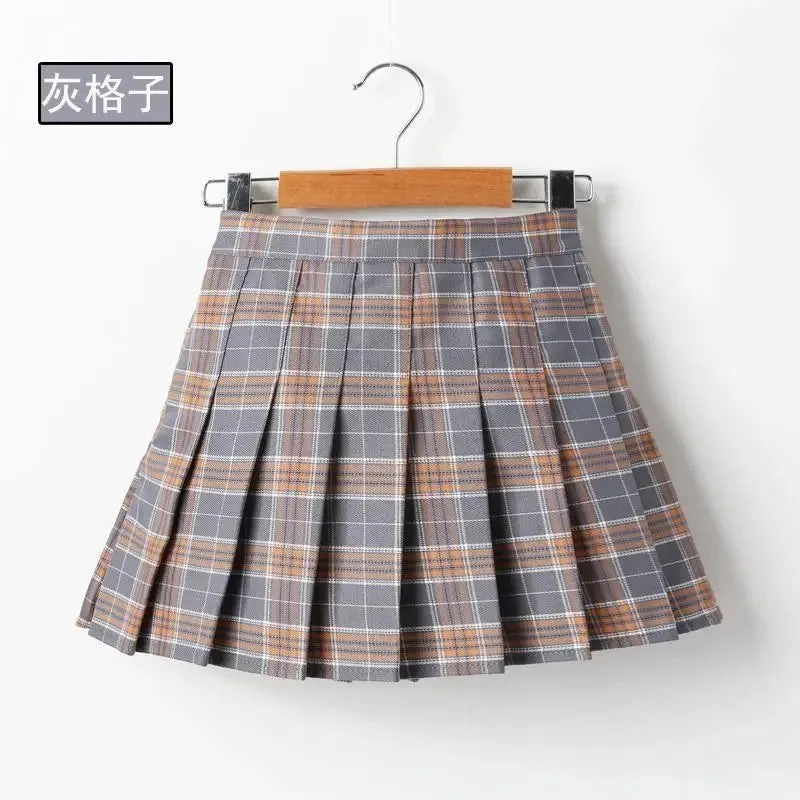 Girls Skirts spring Autumn Vintage Pleated Plaid Skirts School Teens Girl Spring Kids Skirt Children Clothing 2-14Yrs