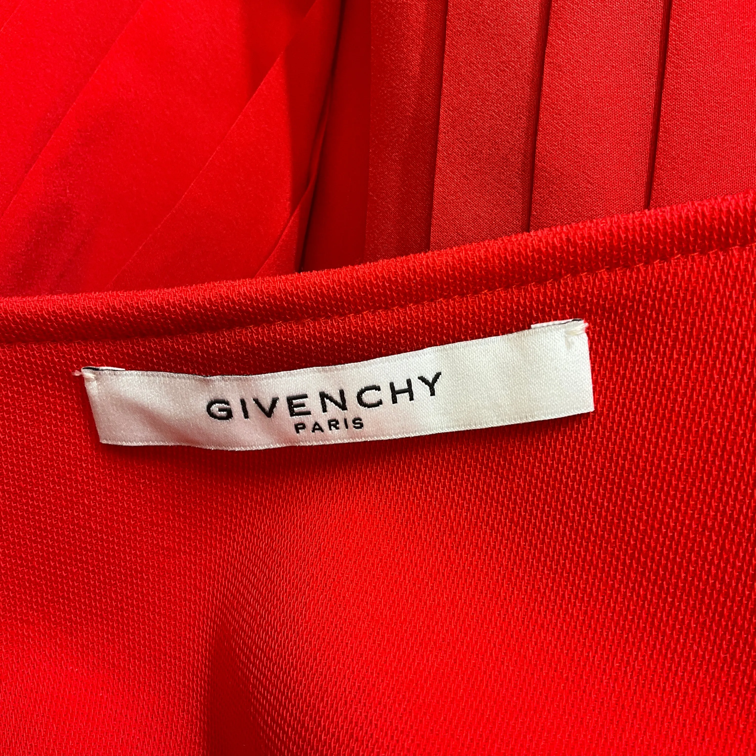 Givenchy Red Zip Up Pleated Skirt