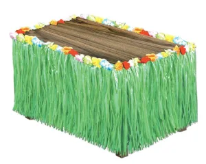 Green Grass Table Skirt w/ Flowers | 1ct