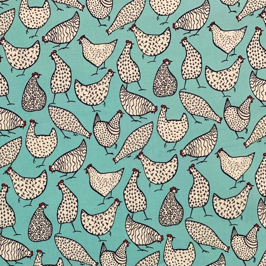 Hens Rose & Hubble Cotton Poplin Fabric