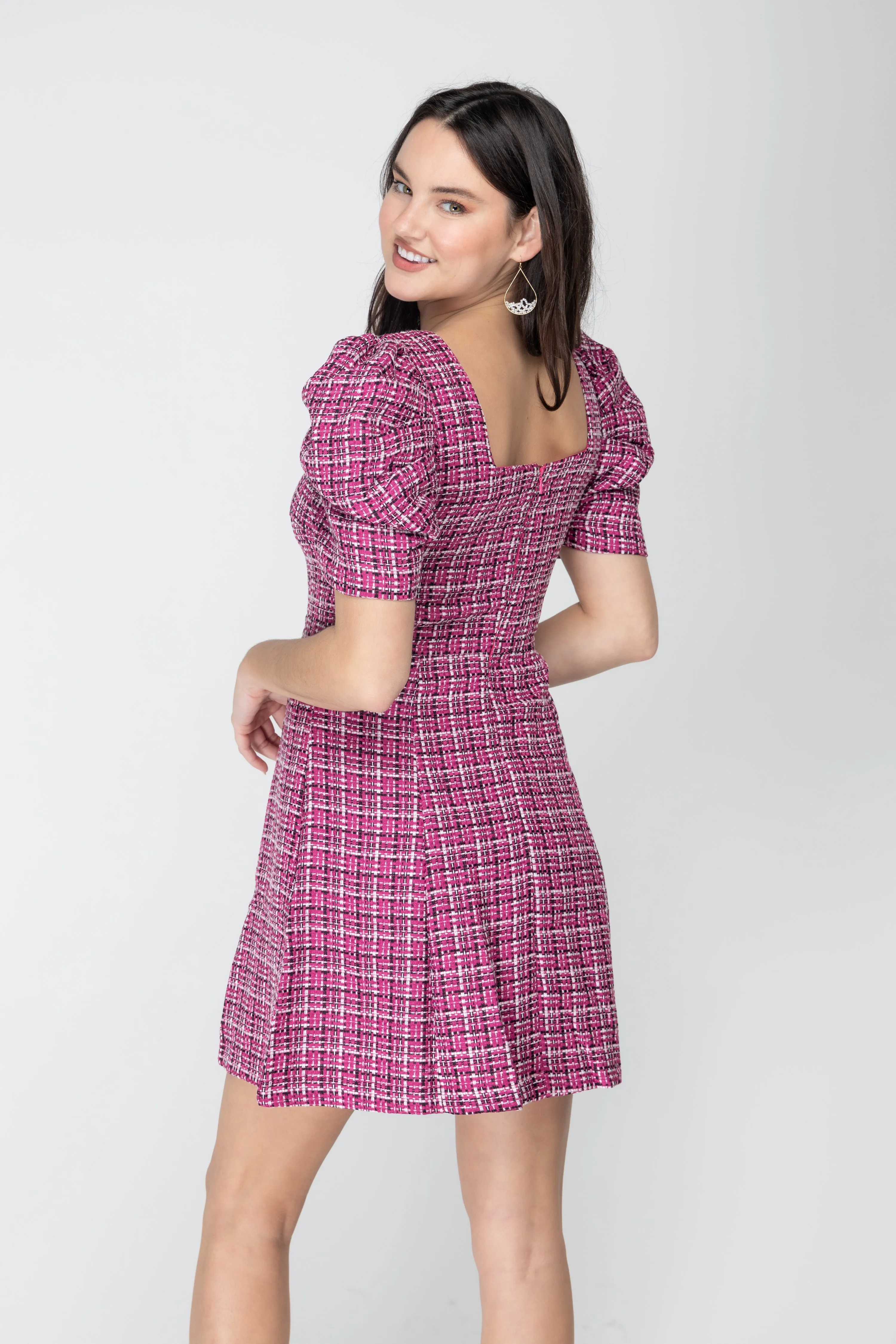 Jolly Molly Square Neck Puff Sleeve Dress