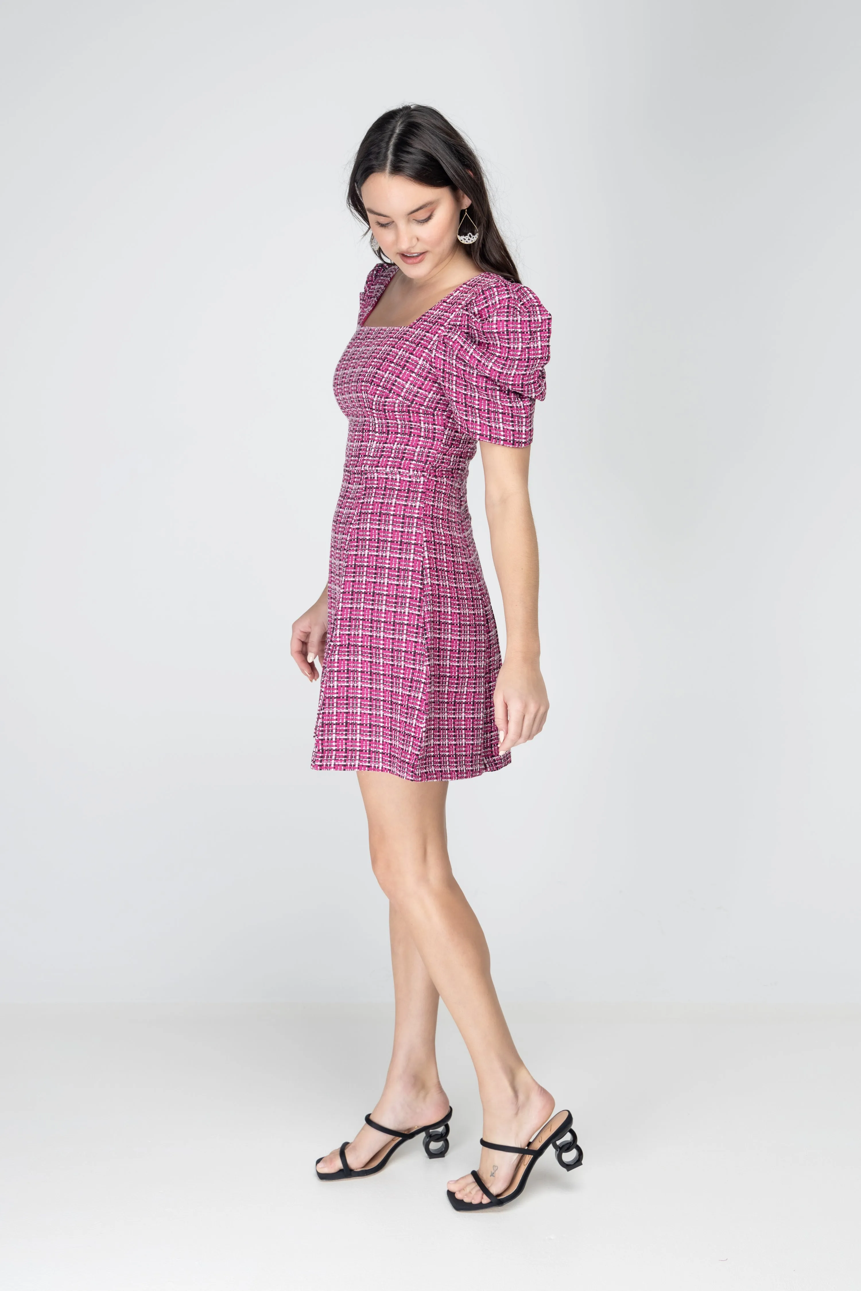 Jolly Molly Square Neck Puff Sleeve Dress