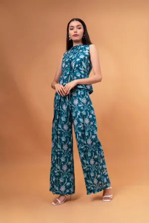 Mandarin Style Top With Straight Pants Linen Co-ord