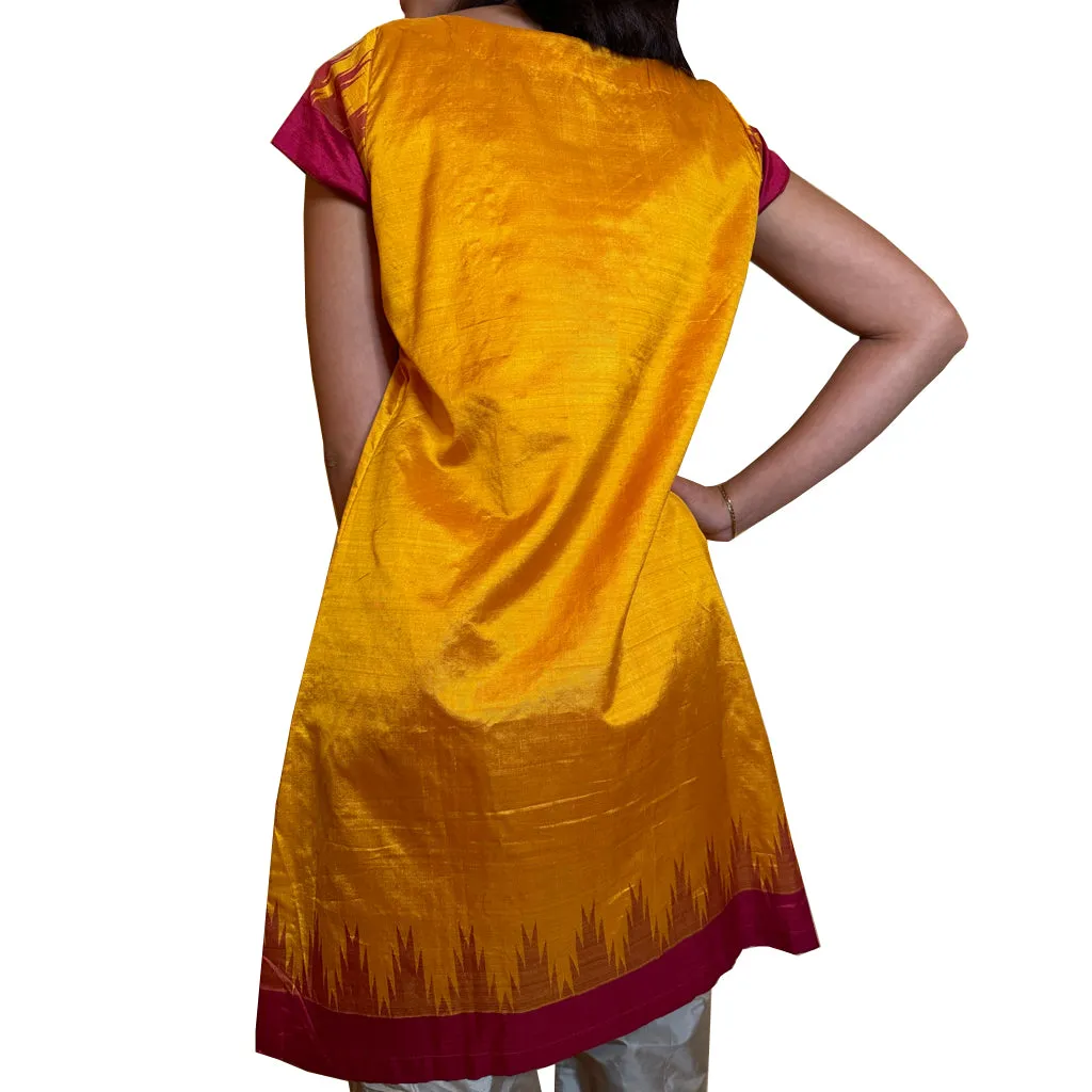 Mango Tango- Silk Sari Fabric Kurta Dress