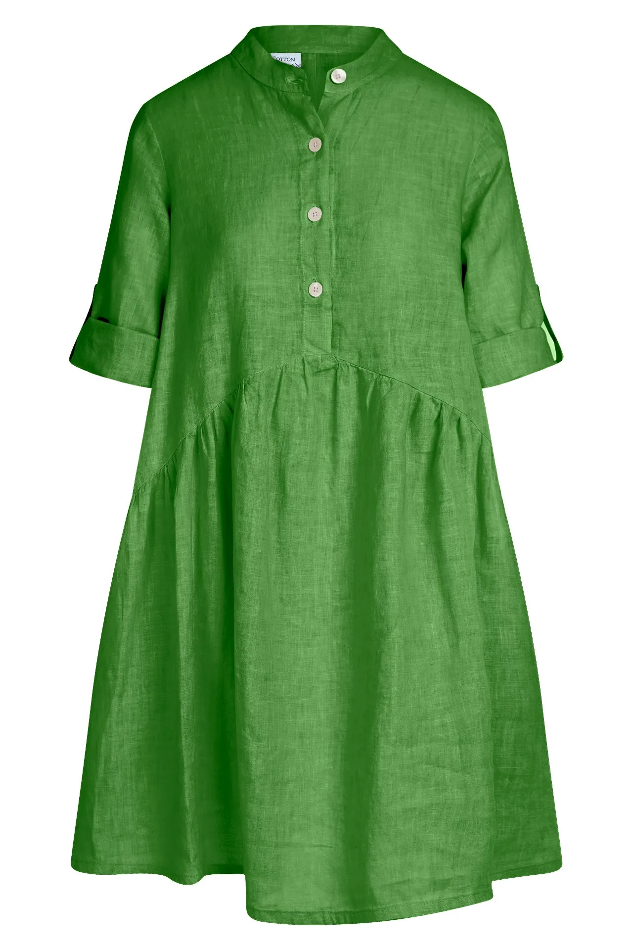 Mini Length Linen Dress With Buttons