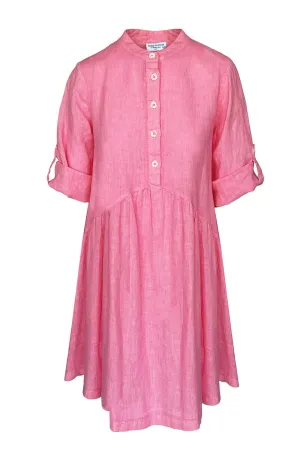 Mini Length Linen Dress With Buttons