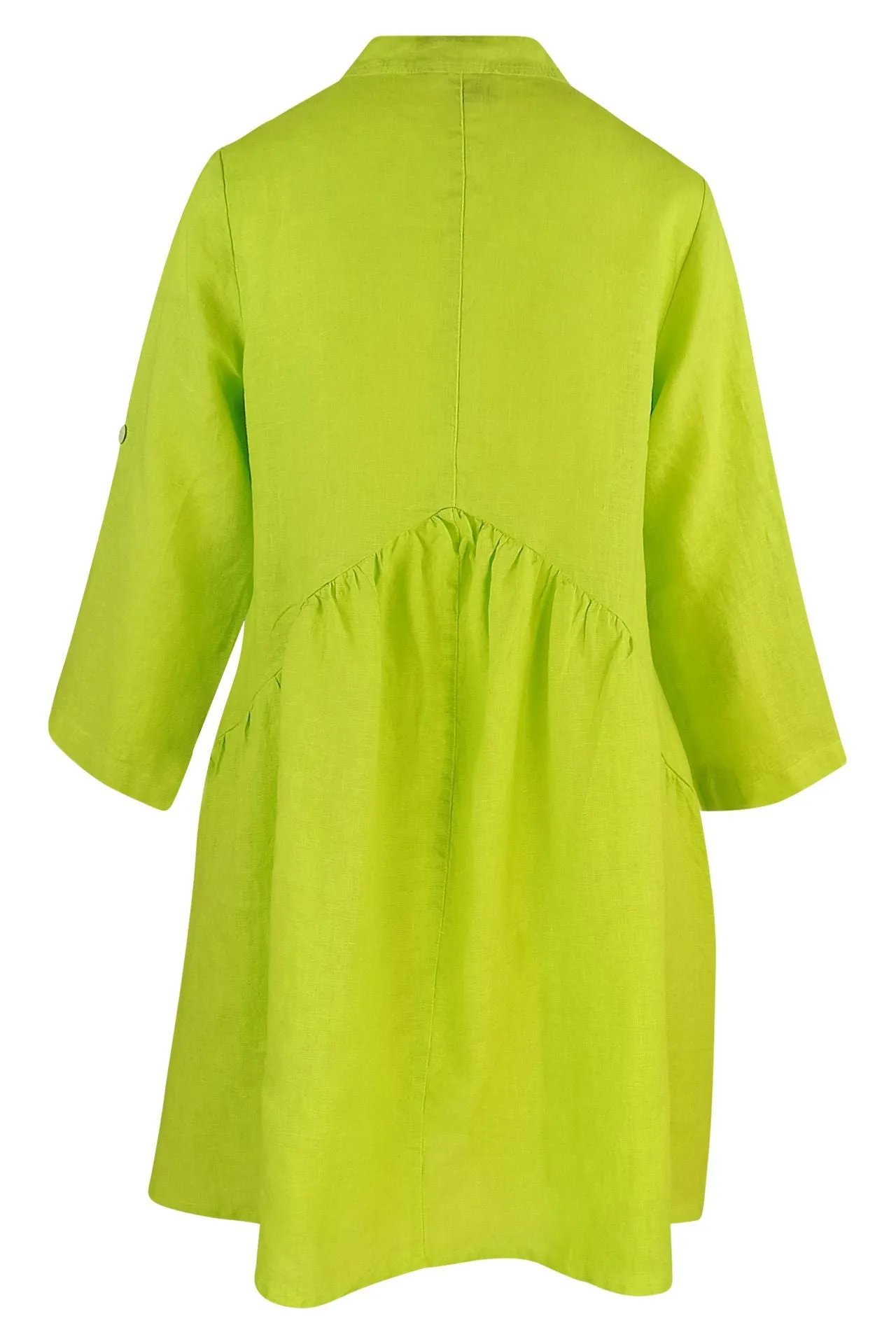 Mini Length Linen Dress With Buttons