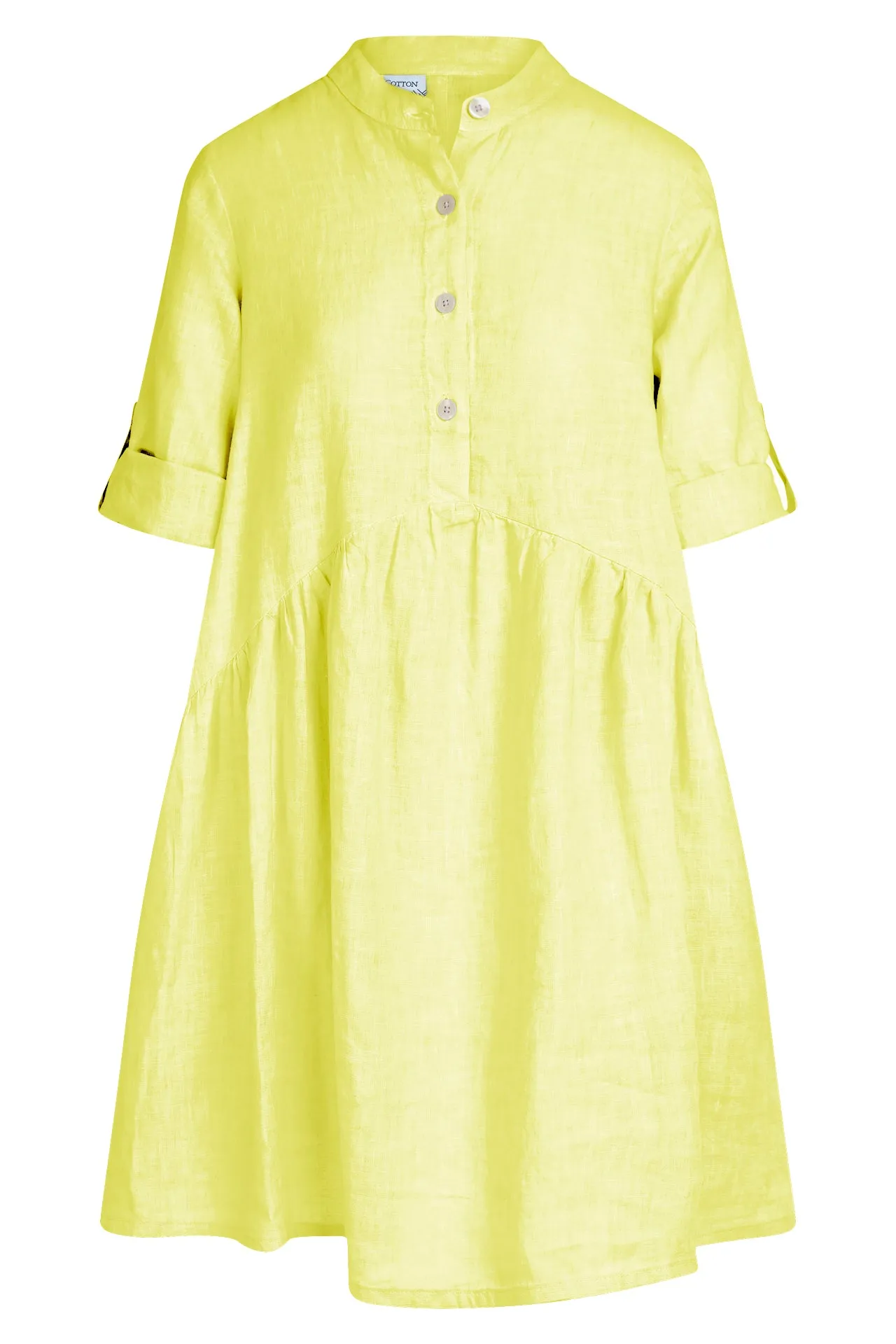 Mini Length Linen Dress With Buttons