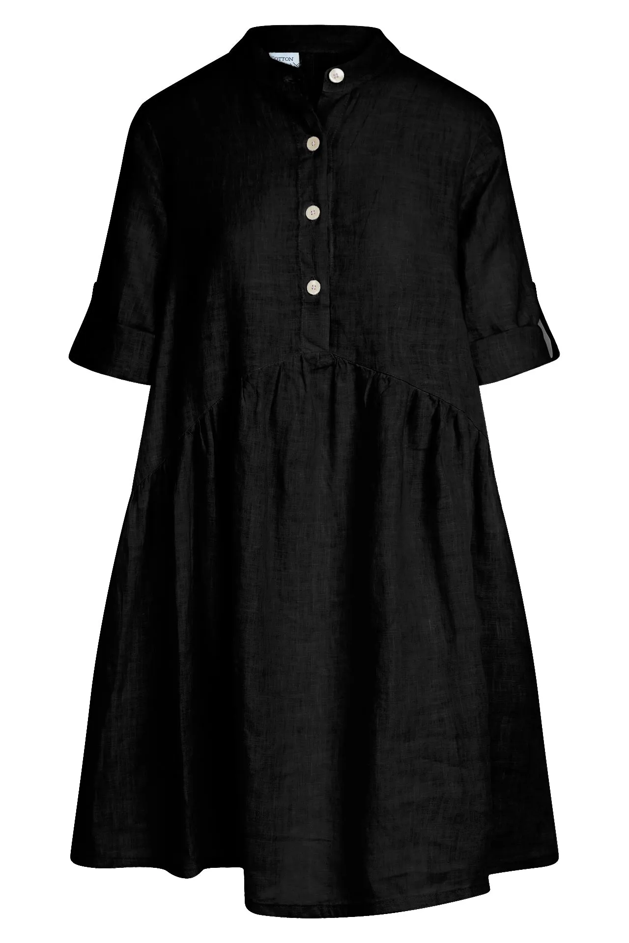 Mini Length Linen Dress With Buttons