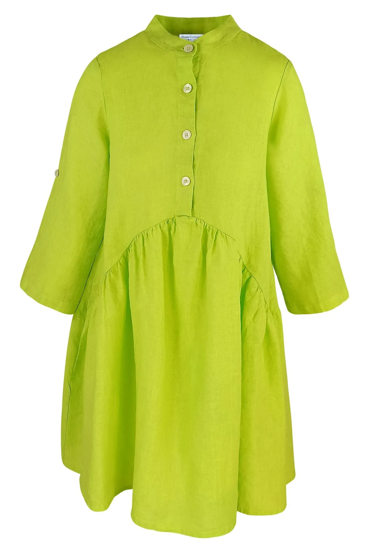 Mini Length Linen Dress With Buttons