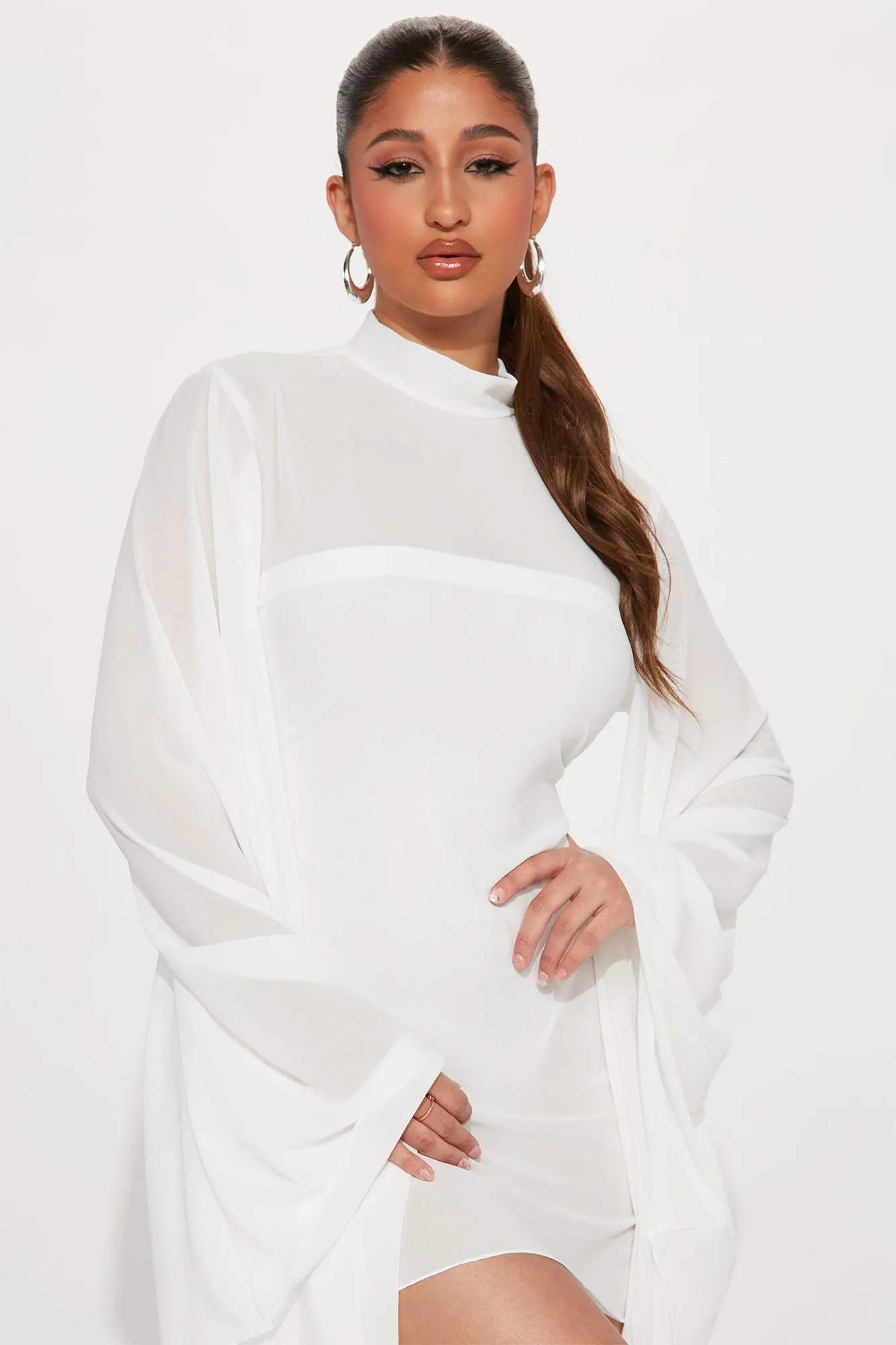 Over It Mesh Mini Dress - White