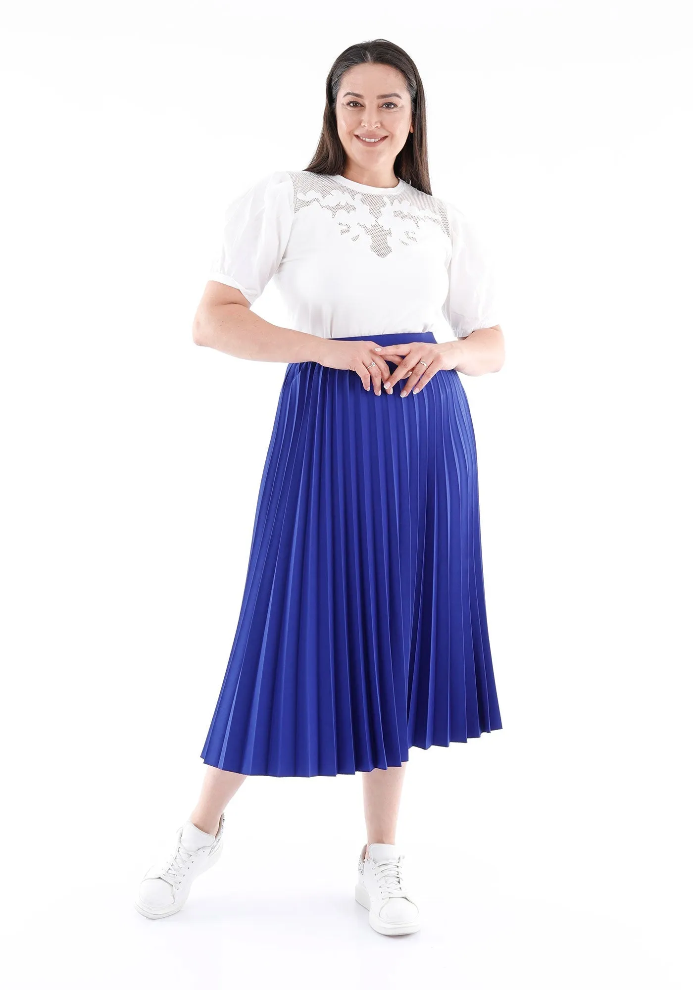 Oversized Accordion Plise Midi Pleated Skirt