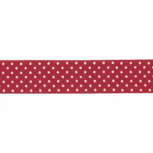 Polka Dot Cotton Ribbon Reel - 5m x 15mm (Red)