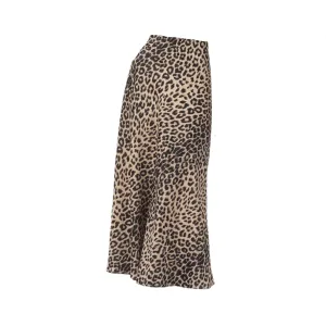 Pre Order: Animal Print High Waist Smooth Silk Midi Skirt