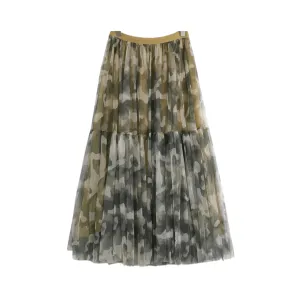 Pre Order:  Camouflage Stretch Waist Mesh Skirt