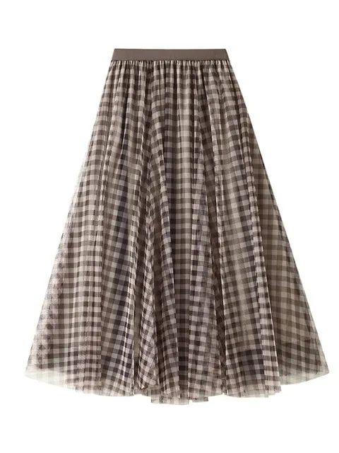 Pre Order:  Checkered Mesh A-Line Skirt