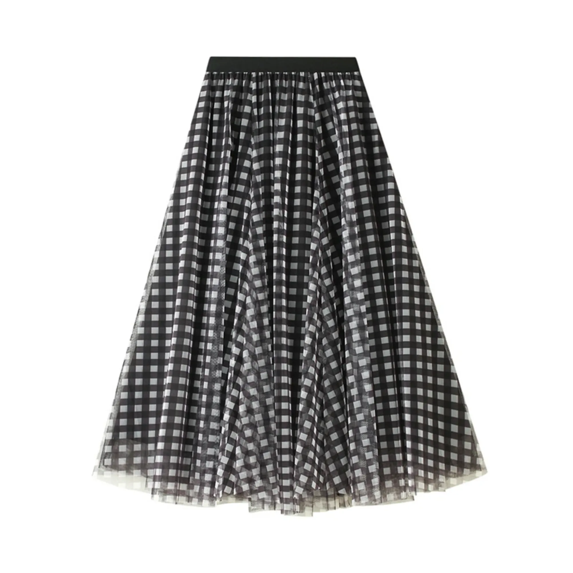 Pre Order:  Checkered Mesh A-Line Skirt