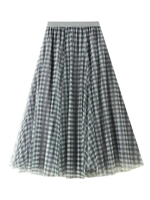 Pre Order:  Checkered Mesh A-Line Skirt