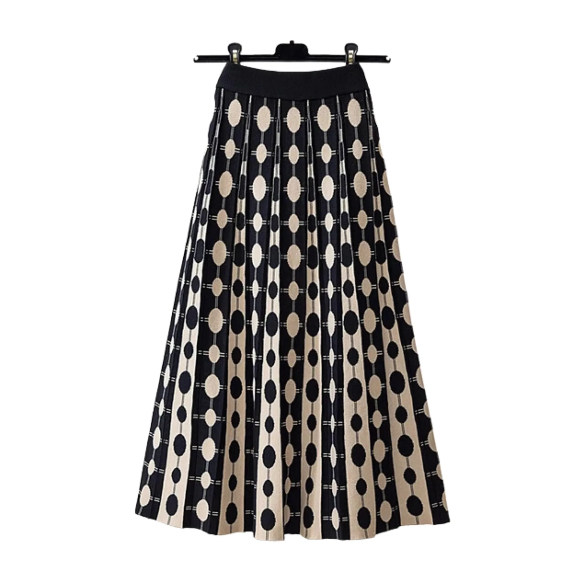 Pre Order:  Knitted Polka Dots Pleated Skirt